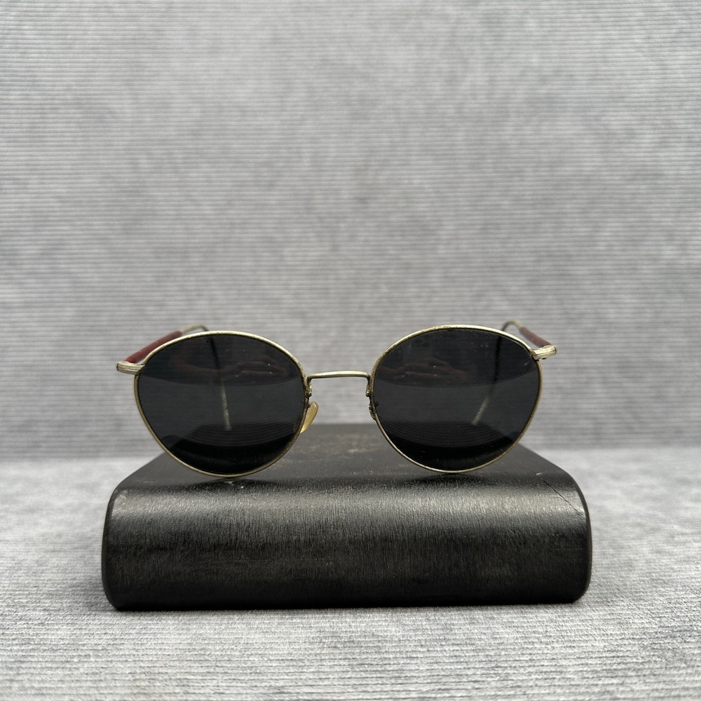 Vintage Round Gold Metal‎ Sunglasses Cable Temples Dark Tinted Lenses Tortoise